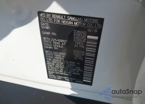 2019 Nissan Rogue Sv from USA, damaged, VIN KNMAT2MT3KP541601